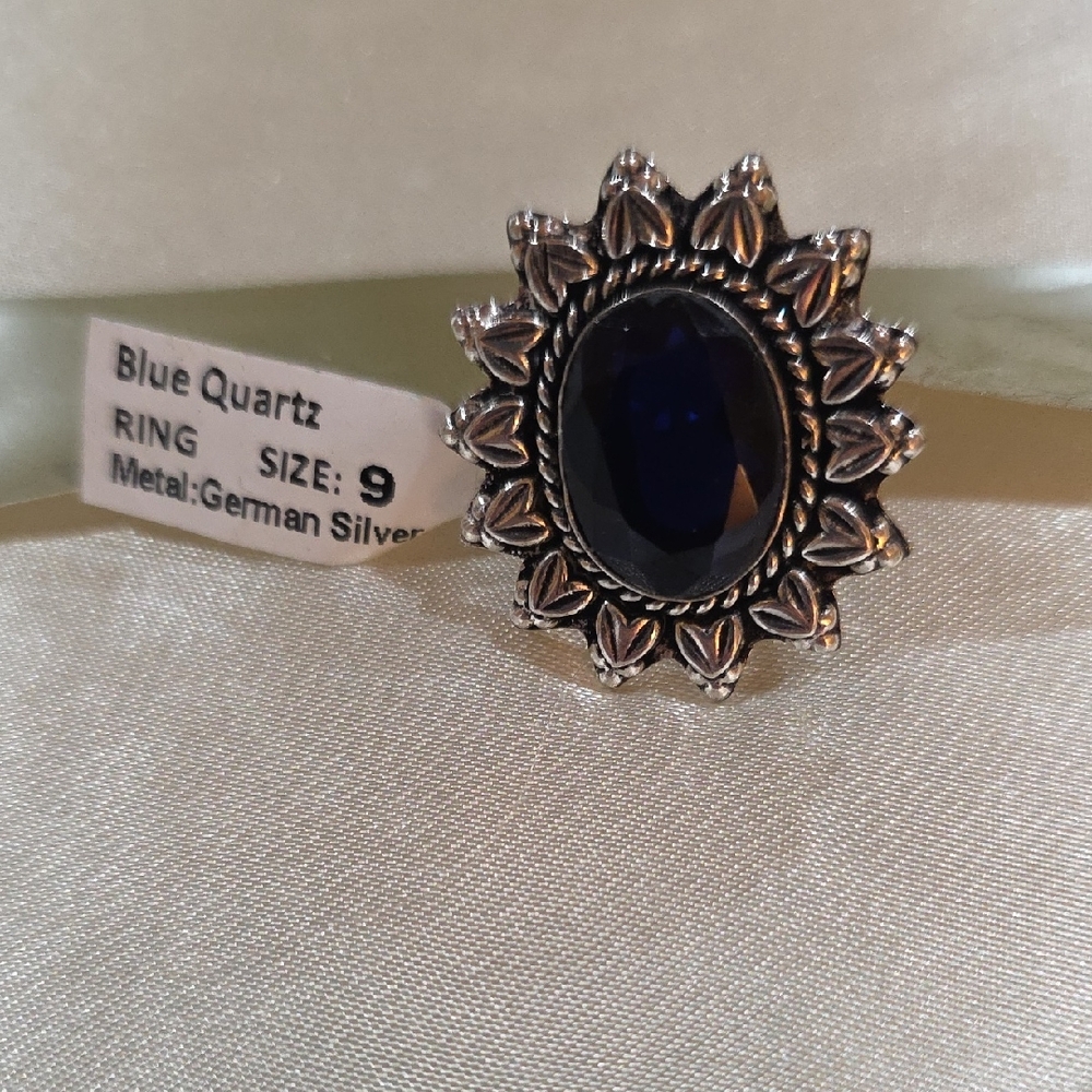 Exquisite Silver Blue Quartz Ring